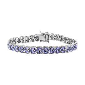 Tansanit Armband, ca. 19 cm, 925 Silber platiniert, ca. 9.01 ct