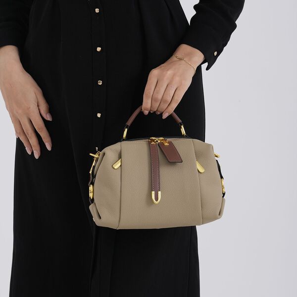 Elegante Leder Crossbody Tasche im Minimal Design 23 x 12 x 16 cm Khaki image number 3