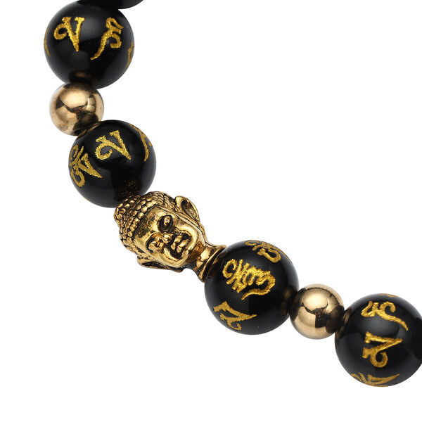 Schwarzes Glasachat-Armband, ca. 19 cm,  goldfarben ca. 111,50 ct image number 4