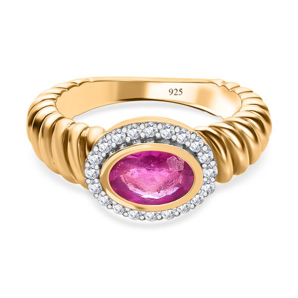 Ilakaka rosa Saphir und Zirkon Ring - 1,25 ct.