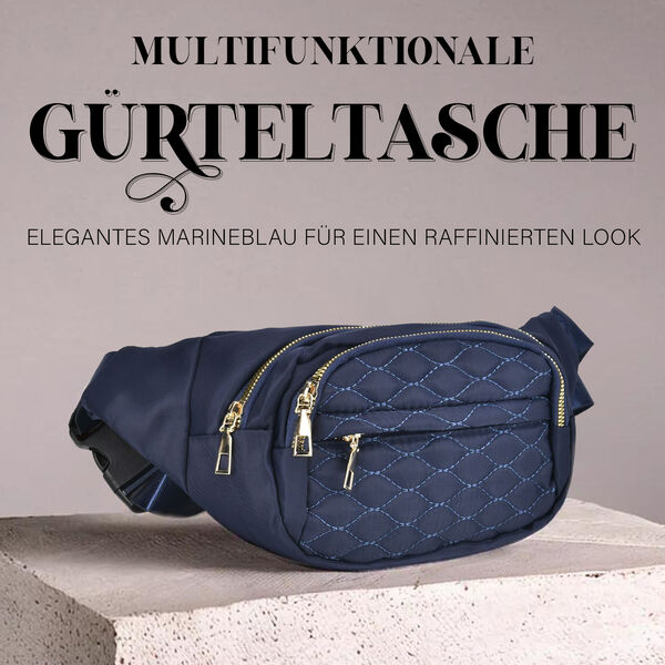 RFID-gesch&uuml;tzte Nylon Bauchtasche mit Schnellverschluss, Marineblau image number 2