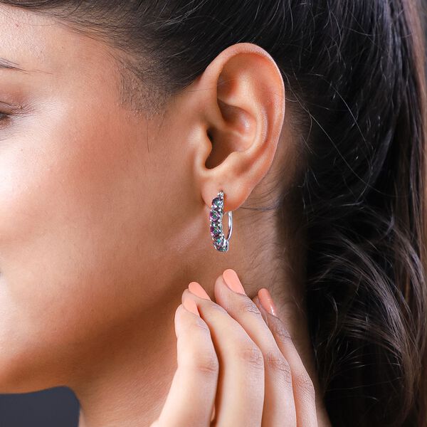 Nordlicht Mystik Topas Creolen, 925 Silber platiniert ca. 4.66 ct image number 3