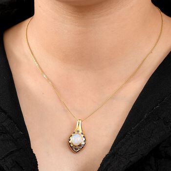 Regenbogen Mondstein, Iolit Anh&auml;nger Messing ca. 3.55 ct