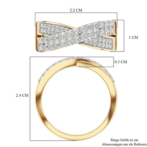 LUXURIANT DIAMOND - Lab Grown Diamant SI-GH Ring, 925 Silber Gelbgold Vermeil (Größe 20.00) ca. 1.00 ct image number 6