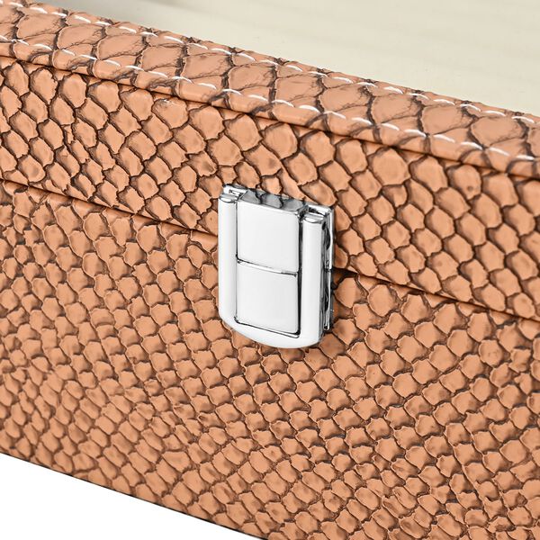 2-lagige Schlangenhaut-Design Ringkaste f&uuml;r 300 Ringe 30.5x27x8.5cm, Braun image number 6