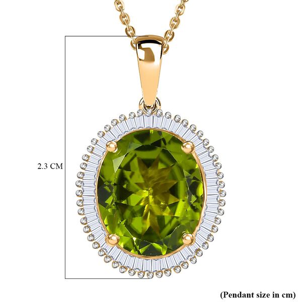 DAS GRößTE PERIDOT ANGEBOT DES JAHRES - D'Joy AAA Peridot, Weißer Diamant Schmuckset ca. 50 cm 925 Silber 750 Gelbgold Vermeil ca. 5.36 ct image number 5