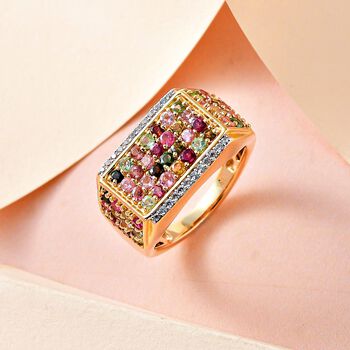 Nat&uuml;rlicher, mehrfarbiger Turmalin und Zirkon-Ring - 2,38 ct.