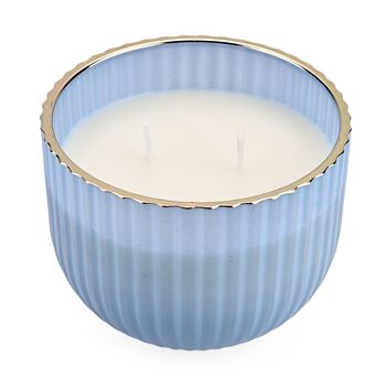 Duftkerze im Glas mit Deckel, Luxusglas-Design, Tabak und Oud, Blau