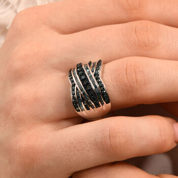 Blauer Diamant Ring, 925 Silber platiniert (Gr&ouml;&szlig;e 17.00) ca. 1.00 ct