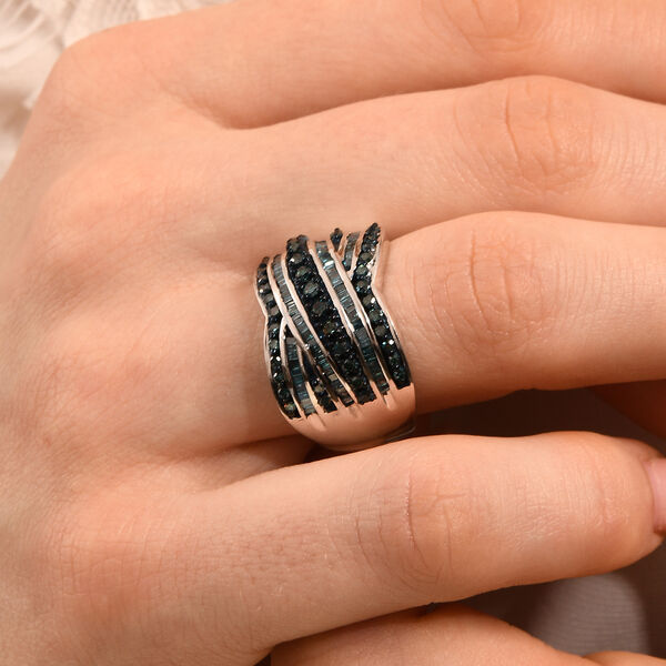 Blauer Diamant Ring, 925 Silber platiniert (Größe 17.00) ca. 1.00 ct image number 2