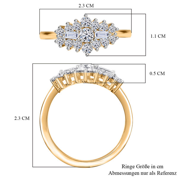 LUXURIANT DIAMANT - Lab Grown Diamant SI-GH Ring 925 Silber 750 Gelbgold Vermeil (Größe 17.00) ca. 1.00 ct image number 7