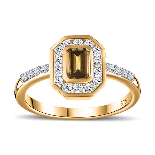 AAA Natürlicher, goldener Tansanit und Moissanit-Ring in 375 Gold - 1,17 ct. image number 8