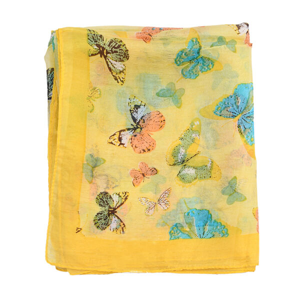 Bedruckter 100% Satin-Seidenschal, 48x160cm, gelb image number 5