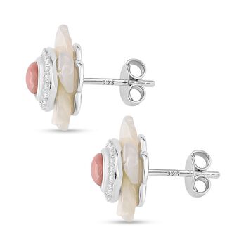 D'Joy Nat&uuml;rlicher Rosa K&ouml;nigsmuschel Perle (6x4mm), Wei&szlig;es Perlmutt  Ohrringe 925 Silber rhodiniert