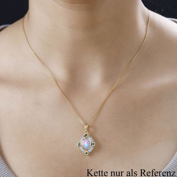 AA &auml;thiopischer Welo Opal, Kagem sambischer Smaragd und Zirkon-Anh&auml;nger - 1,66 ct. image number 9