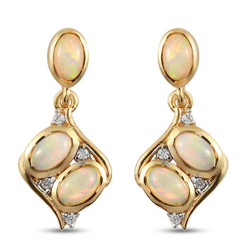 Natürlicher Äthiopischer Opal und Zirkon Ohrhänger 925 Silber vergoldet ca. 1,09 ct  image number 0