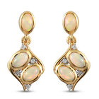 Natürlicher Äthiopischer Opal und Zirkon Ohrringe 925 Silber vergoldet ca. 1,09 ct