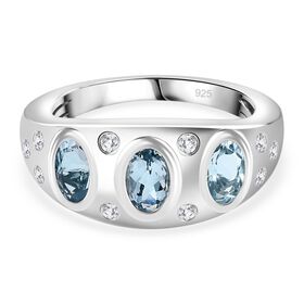 Espirito Santo AA Aquamarin und Zirkon Ring, ca. 1.39 ct.