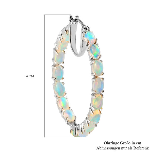 Nat&uuml;rlicher &Auml;thiopischer Opal Creolen 925 Silber platiniert ca. 5,70 ct image number 5