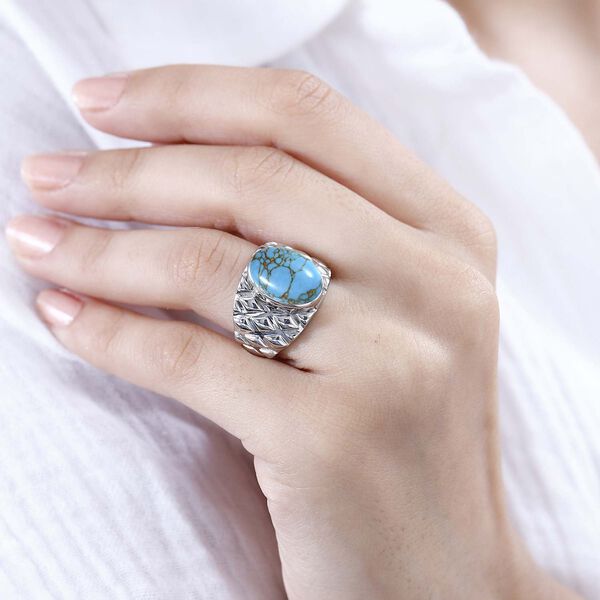 Blaues Türkis Ring Messing (Größe 17.00) ca. 5,54 ct image number 3