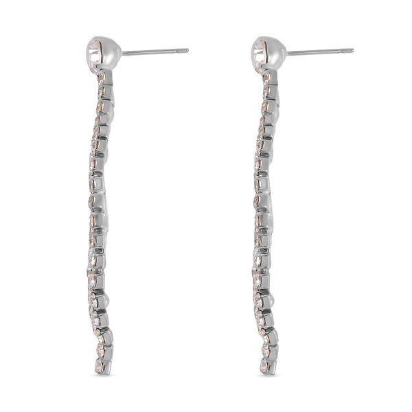 2er Set - Weißer Kristall Halskette und Ohrringe Schmuckset, Messing image number 8