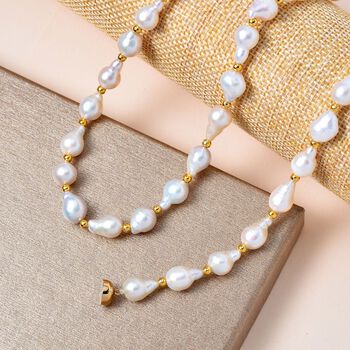 7-9mm wei&szlig;e Barockperlen-Halskette