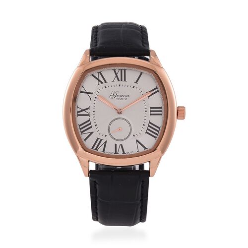 GENOA Limitierte Auflage Miyota Japanese Movement Uhr mit Echtlederarmband - Schwarz image number 0