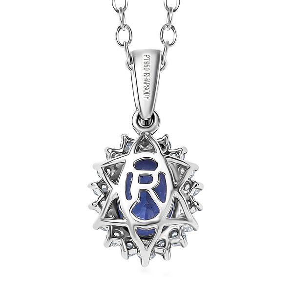RHAPSODY zertifizierter und gepr&uuml;fter AAAA Tansanit und VS-EF Diamant Anh&auml;nger mit 50cm Kette in 950 Platin - 1,69 ct. image number 4