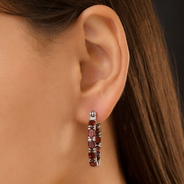 Rote Granat-Ohrringe, Edelstahl, ca. 9,54 ct image number 3