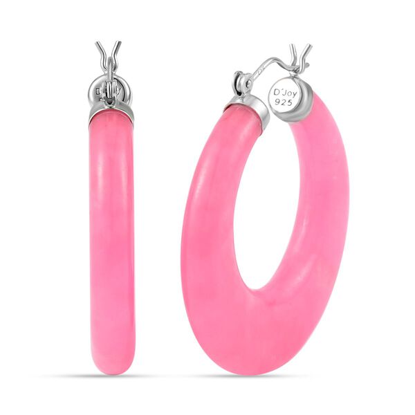 Gef&auml;rbte Rosa Jade Ohrringe 925 Silber rhodiniert ca. 78.50 ct