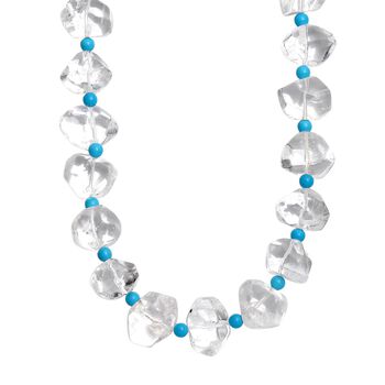 Kristall, Magnesit Halskette ca. 50 cm mit 2.5 cm extender, Nickelfreies Messing platiniert