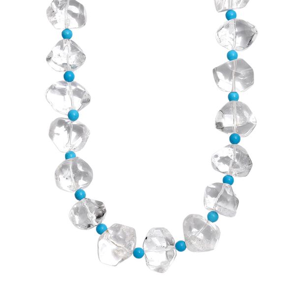 Kristall, Magnesit Halskette ca. 50 cm mit 2.5 cm extender, Nickelfreies Messing platiniert