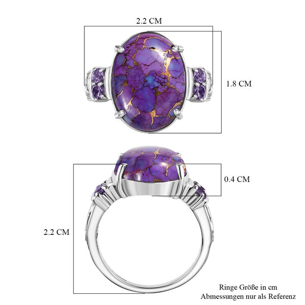 Lila Türkis, Afrikanischer Amethyst Ring 316L Edelstahl (Größe 16.00) ca. 10.06 ct image number 6
