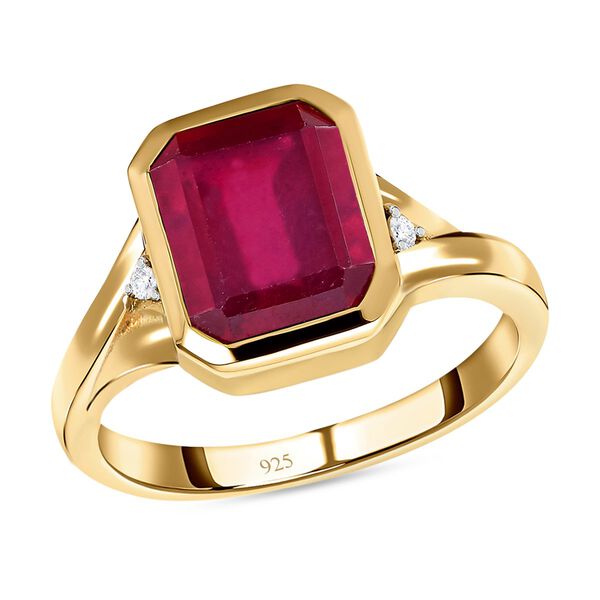 Afrikanischer Rubin und weißer Diamant Ring, ca. 5,37 ct. image number 4