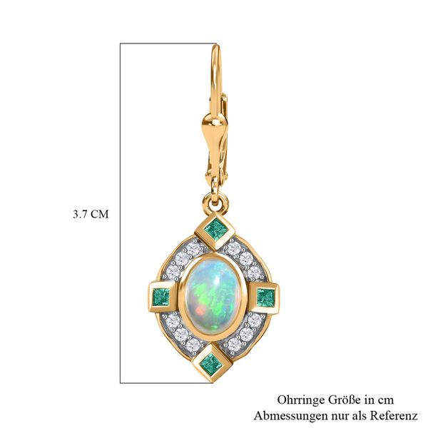 AA &auml;thiopische Welo Opal, Kagem sambische Smaragd und Zirkon-Ohrringe - 2,65 ct. image number 5