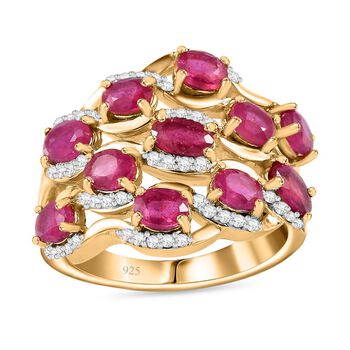 Afrikanischer Rubin (Fissure gef&uuml;llt) Ring, 925 Silber Gelbgold Vermeil (Gr&ouml;&szlig;e 18.00) ca. 3.54 ct