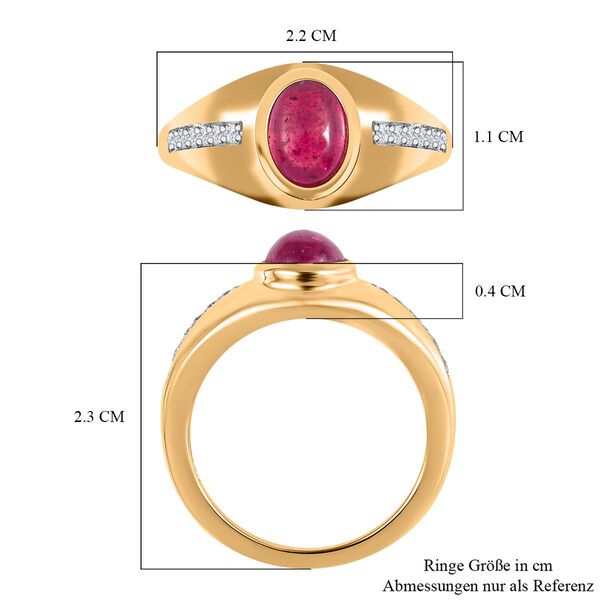 Afrikanischer Rubin (Fissure gefüllt), weißer Zirkon Ring, 925 Silber Gelbgold Vermeil (Größe 17.00) ca. 2.18 ct image number 7