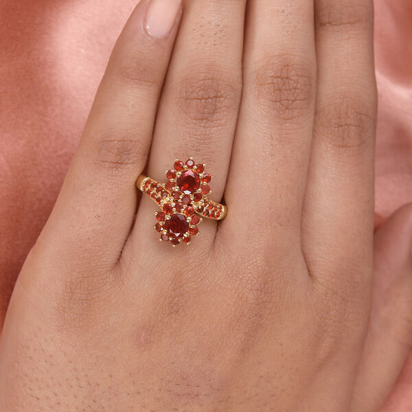 Mexikanischer Kirschfeuer-Opal Bypass Ring 925 Silber vergoldet  ca. 1,44 ct image number 3