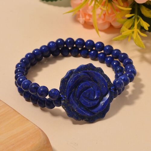 Lapislazuli handgeschnitztes Blumen-Armband, 17-19cm - 150 ct. image number 1