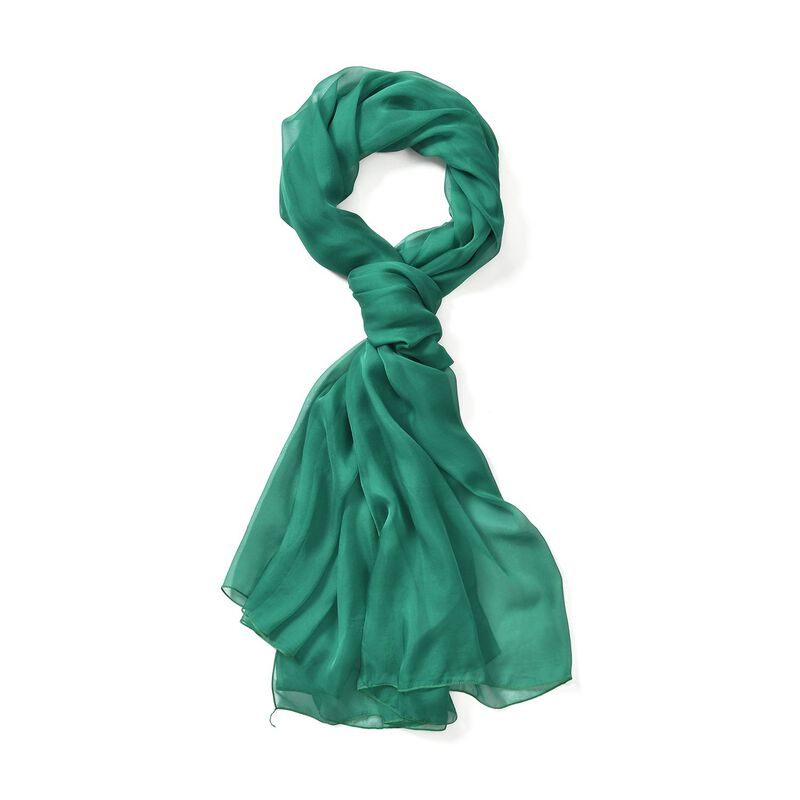 LA MAREY Solid chiffon 100% silk scarfMaterial:100% silk Size:110cm*180cmWeight : 50gColor: green image number 0