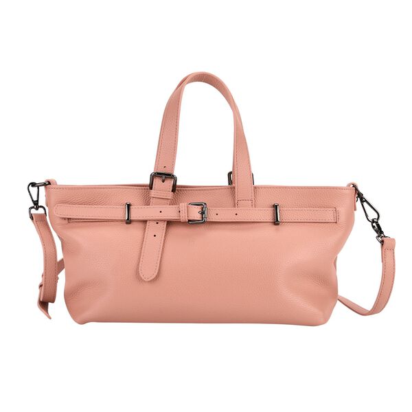 Echtleder-Crossbody-Bag im Trapez-Design, 32x12x19 cm, Pink image number 0