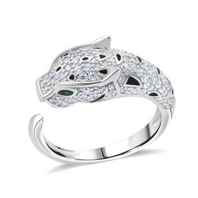 LUSTRO STELLA - Grüner Zirkonia, Weißer Zirkonia Ring 925 Silber rhodiniert (Größe 20.00) 1.56 ct