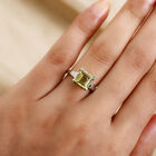 Ouro Verde-Quarz Solitär Ring 925 Silber Platin-Überzug image number 2