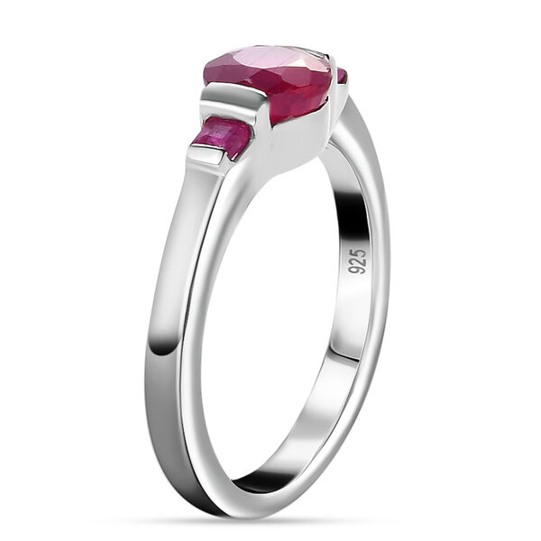 Fissure gefüllt Rubin Ring 925 Silber Platin-Überzug image number 5