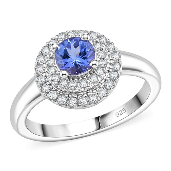 Tansanit und Zirkon-Ring, 925 Silber platiniert  ca. 0,90 ct image number 4