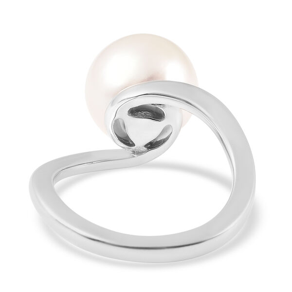 Wei&szlig;e Edison Perle Solit&auml;r Ring 925 Silber Platin-&Uuml;berzug image number 4