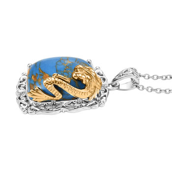 EVER TRUE AA Blauer Mojave T&uuml;rkis Anh&auml;nger mit  316L Edelstahlkette ca. 50 cm, nickelfreies Messing ca. 12,30 ct.