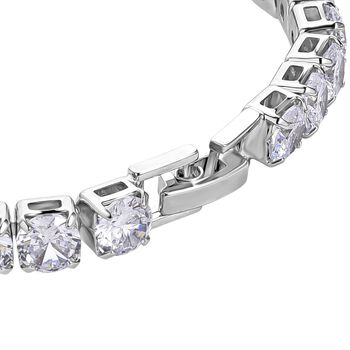 Wei&szlig;er Zirkonia Armband ca. 19 cm Nickelfreies Messing, Silberfarben