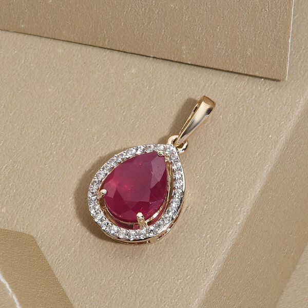 AA afrikanischer Rubin und Zirkon-Halo-Anh&auml;nger - 2,47 ct. image number 3