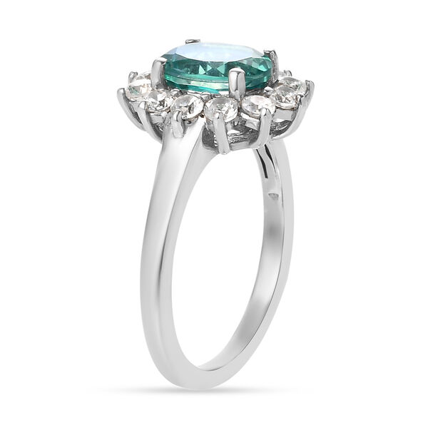 Pfau Triplett Quarz und Zirkon Halo Ring 925 Silber platiniert  ca. 2,21 ct image number 5